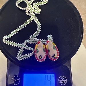 Vintage Navajo Southwestern Moccasin Hand beaded Pendant Necklace Stamped India
